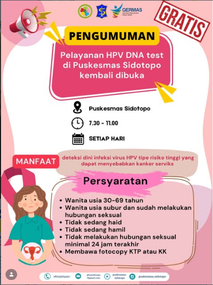 Pelayanan HPV DNA test di Puskesmas Sidotopo
