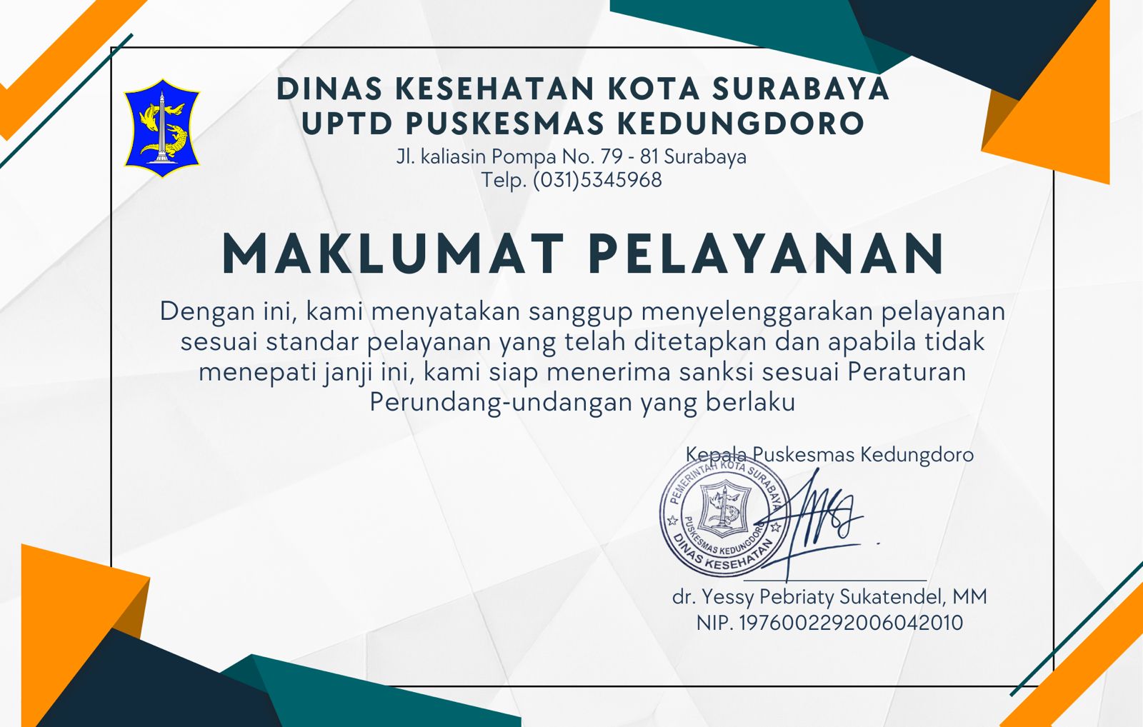 Maklumat Puskesmas Kedungdoro