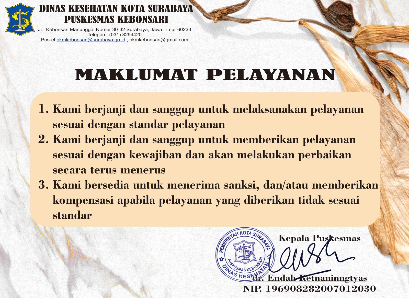 Maklumat Puskesmas Kebonsari