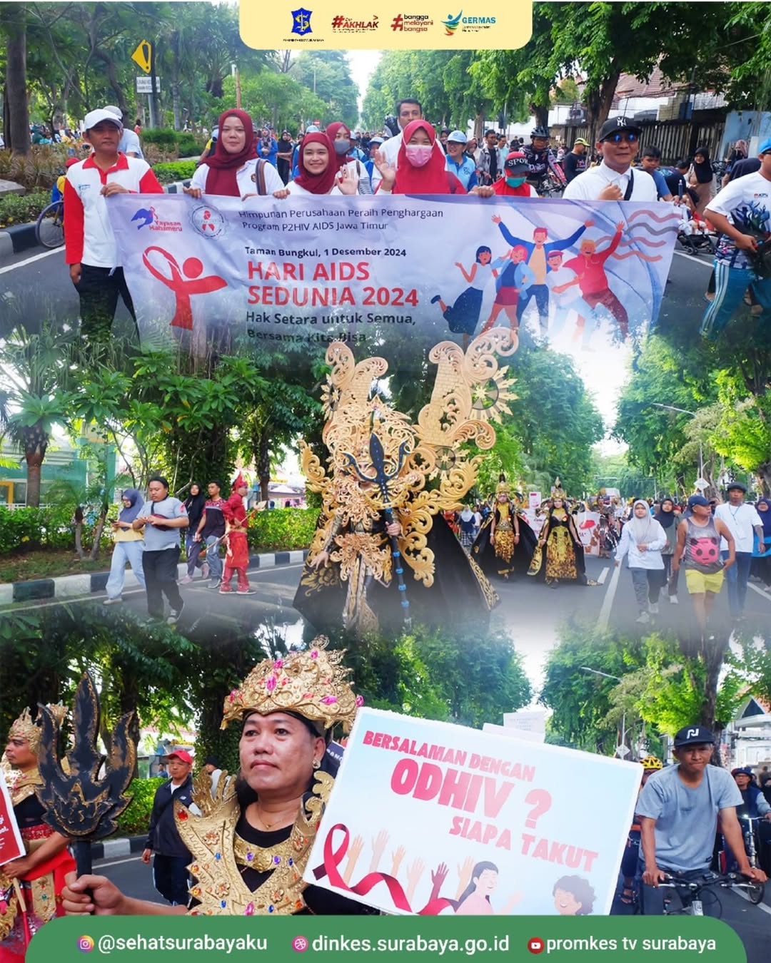 Dinas Kesehatan Kota Surabaya dan Puskesmas Kedungdoro Menggelar Parade Budaya Untuk Memperingati Hari AIDS Sedunia 2024
